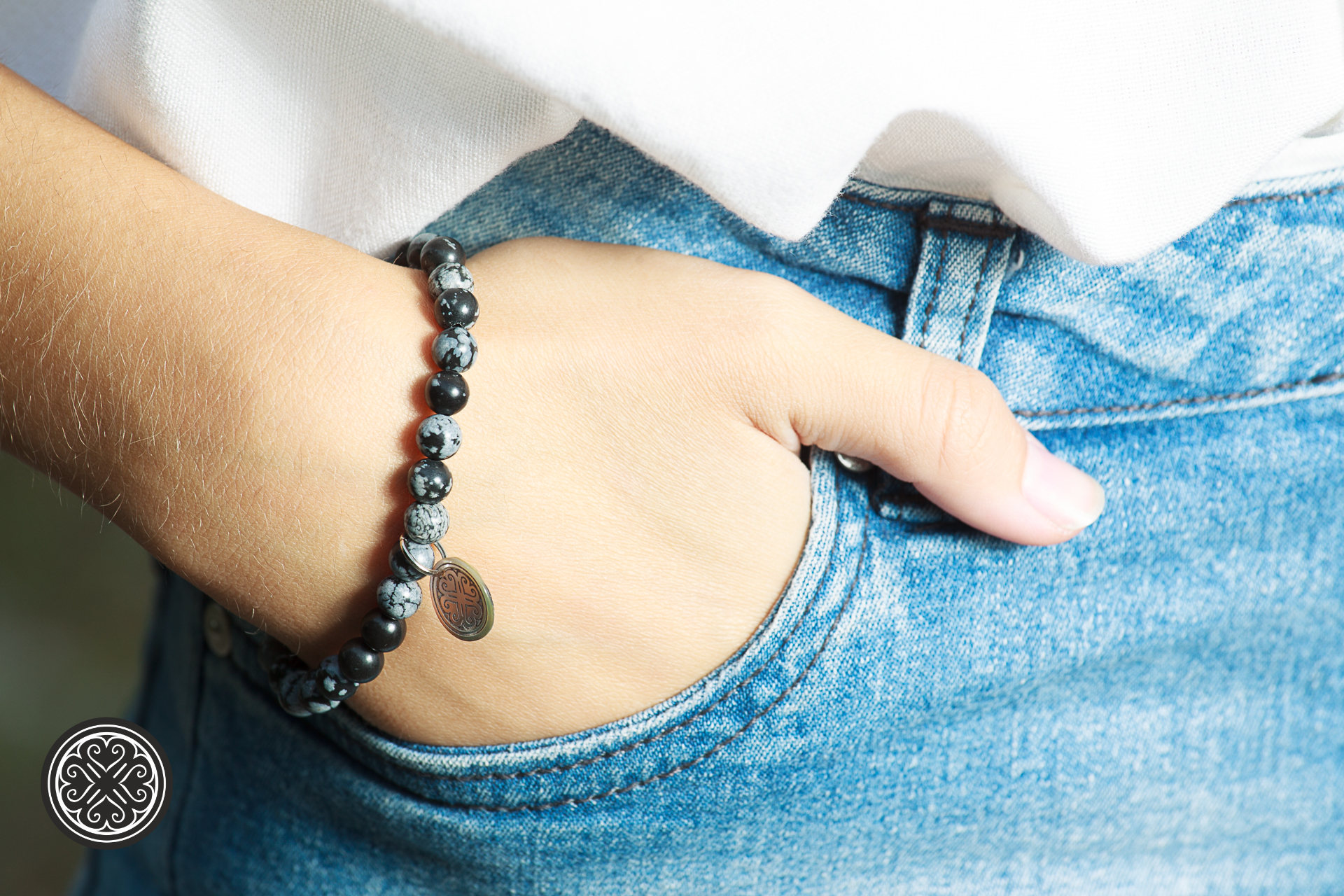 Bracciale in Ossidiana fiocco di neve - immagine 4