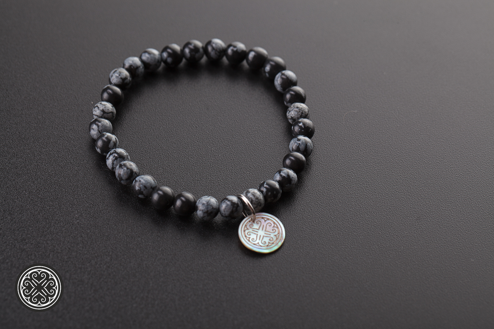 Bracciale in Ossidiana fiocco di neve - immagine 2